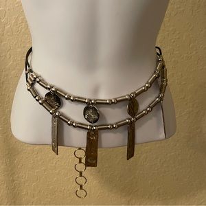 Rare Women’s Vintage Mystical MMCMXI Belt/Necklace Silver metal Layered Charms